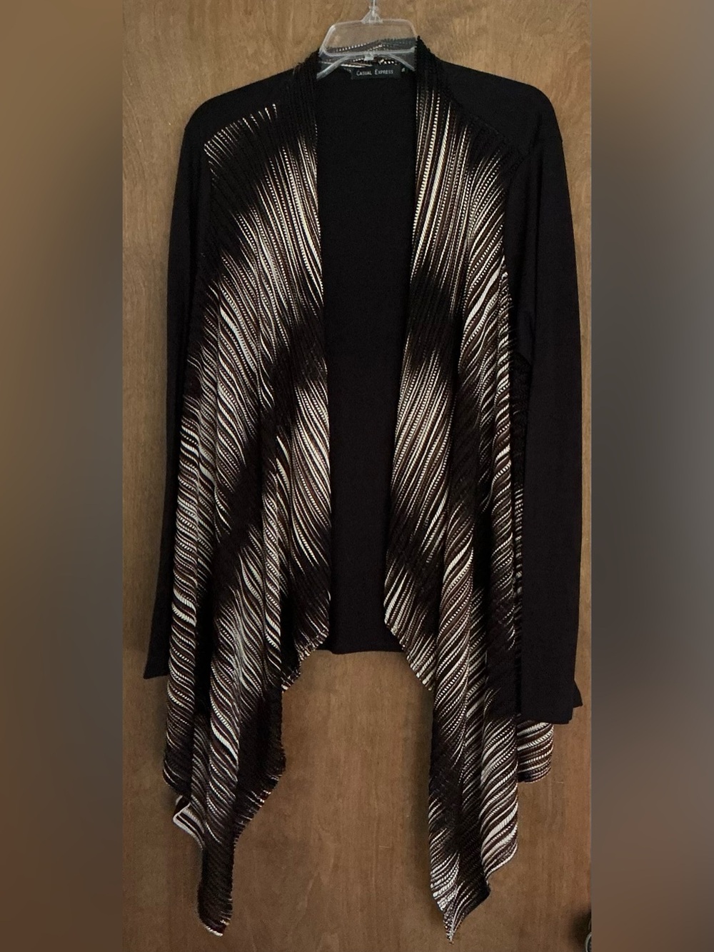 Casual Express Cardigan Women XXL Black Brown Ombre Open Front Long Sleeve Tunic